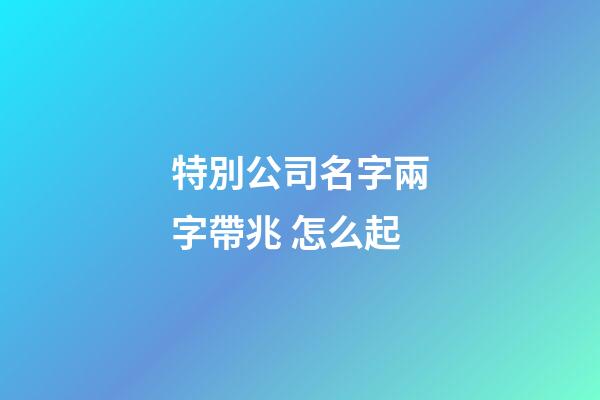 特別公司名字兩字帶兆 怎么起-第1張-公司起名-玄機派